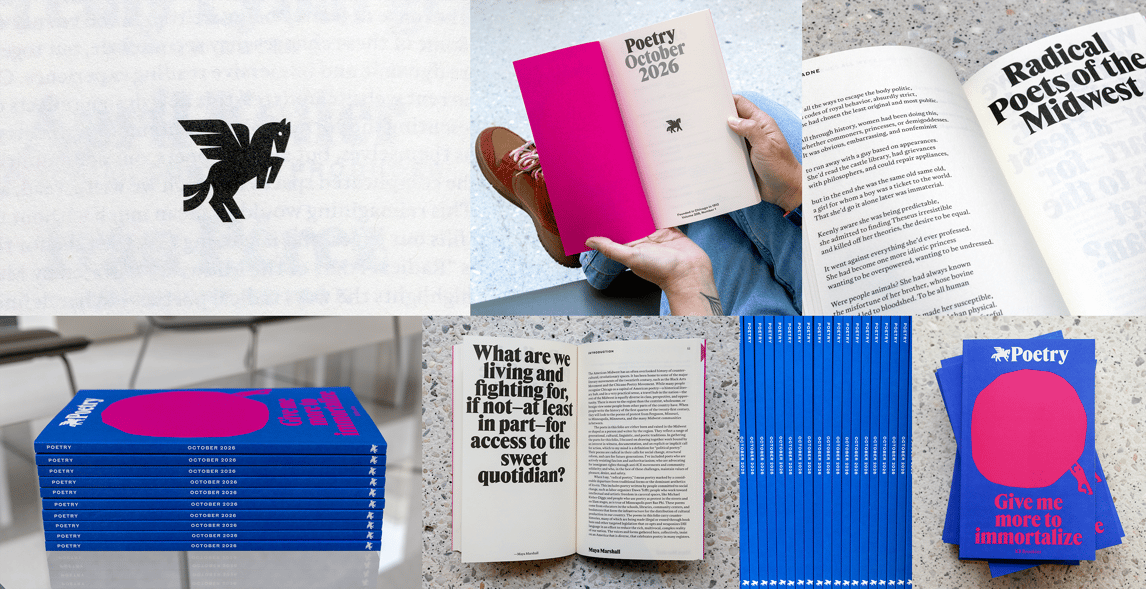 美国诗歌基金会与《POETRY》杂志发布全新品牌形象，飞马LOGO迎来动态升级