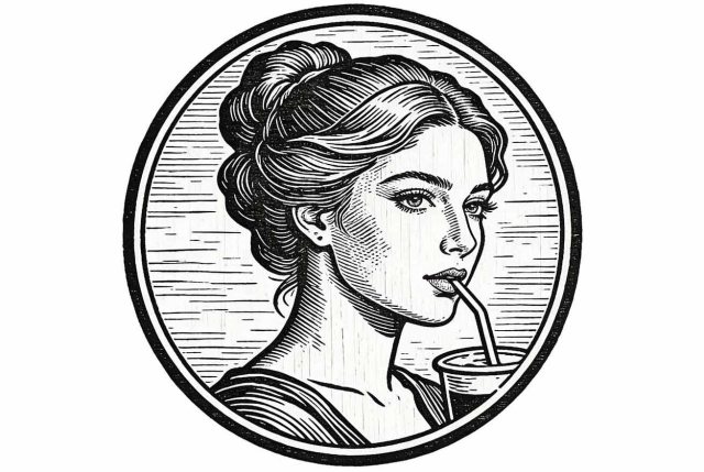 原创纸币雕刻版画风欧式古典美女东方美女插画 | 适合餐饮文创品牌LOGO定制及装饰插画定制