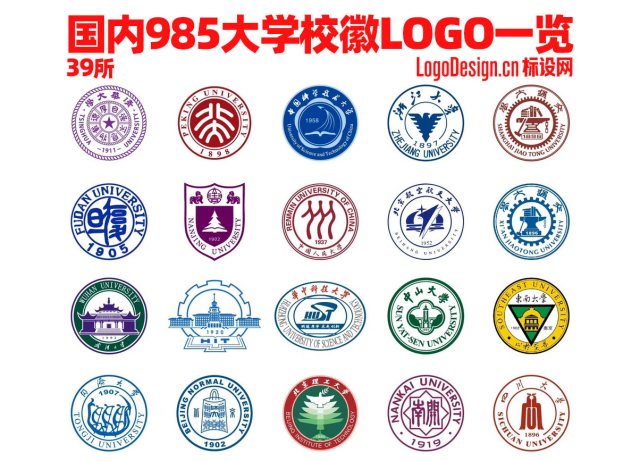 中国985大学校徽LOGO设计大全合集参考